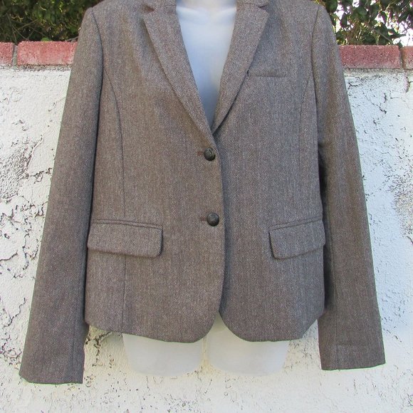 Gap The Academy Brown Herringbone Blazer 10 - Picture 4 of 8